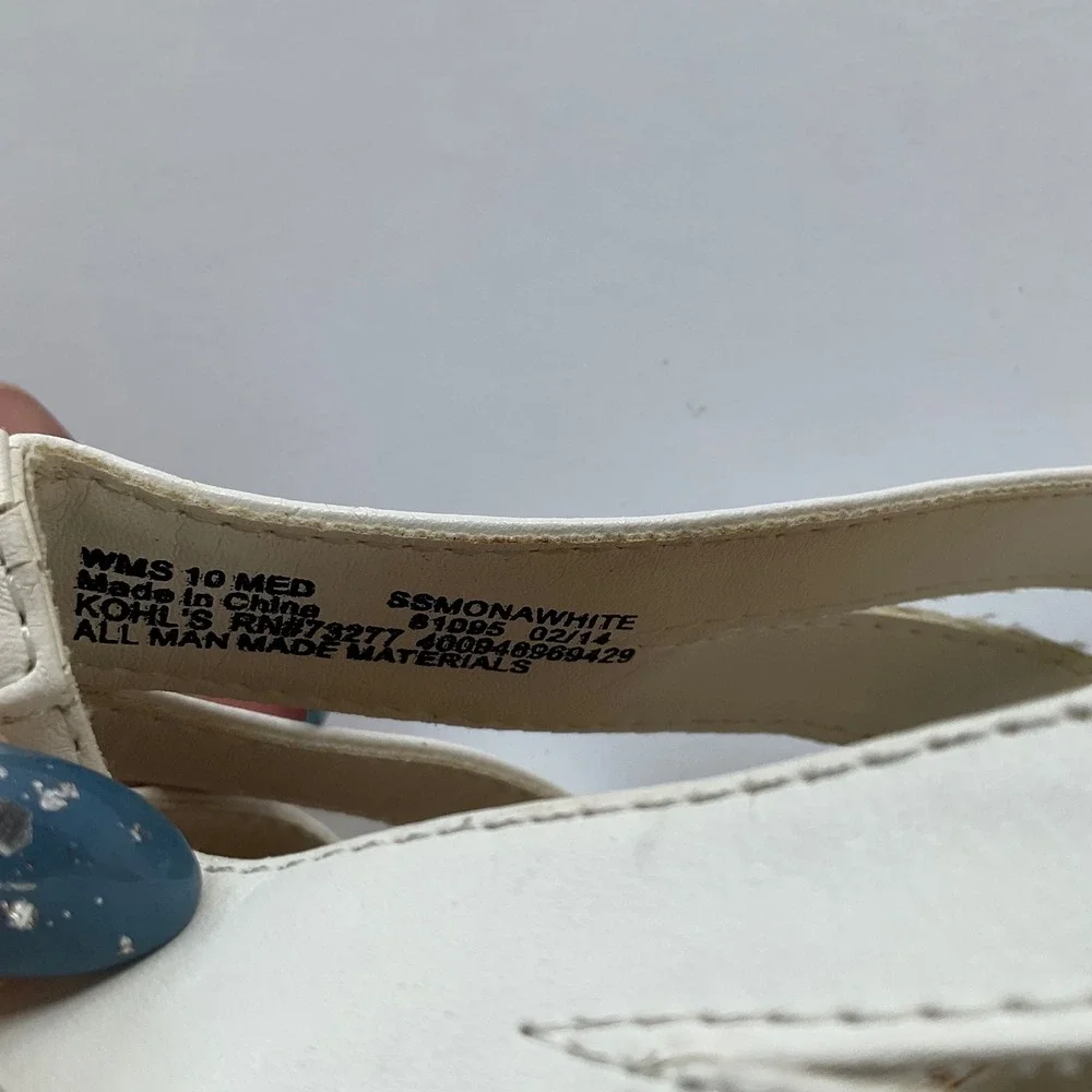Solesenseability Mona White Flower Espadrille Wedge Sandals Womens 10 Minimalist